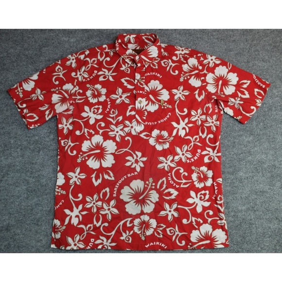 ISLAND TRADITIONS Other - Island Traditions Hawaii Aloha Shirt Mens Large Tribal Red Made in USA Floral